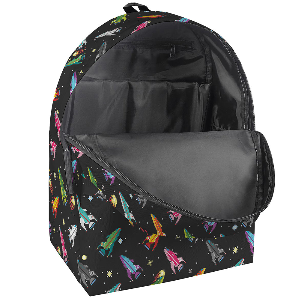 Pixel Spaceships Pattern Print Backpack
