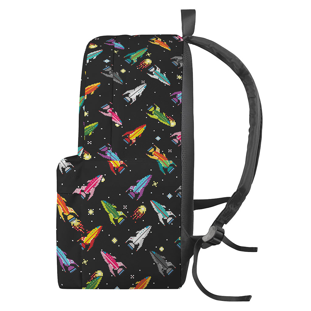 Pixel Spaceships Pattern Print Backpack
