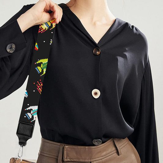 Pixel Spaceships Pattern Print Bag Strap