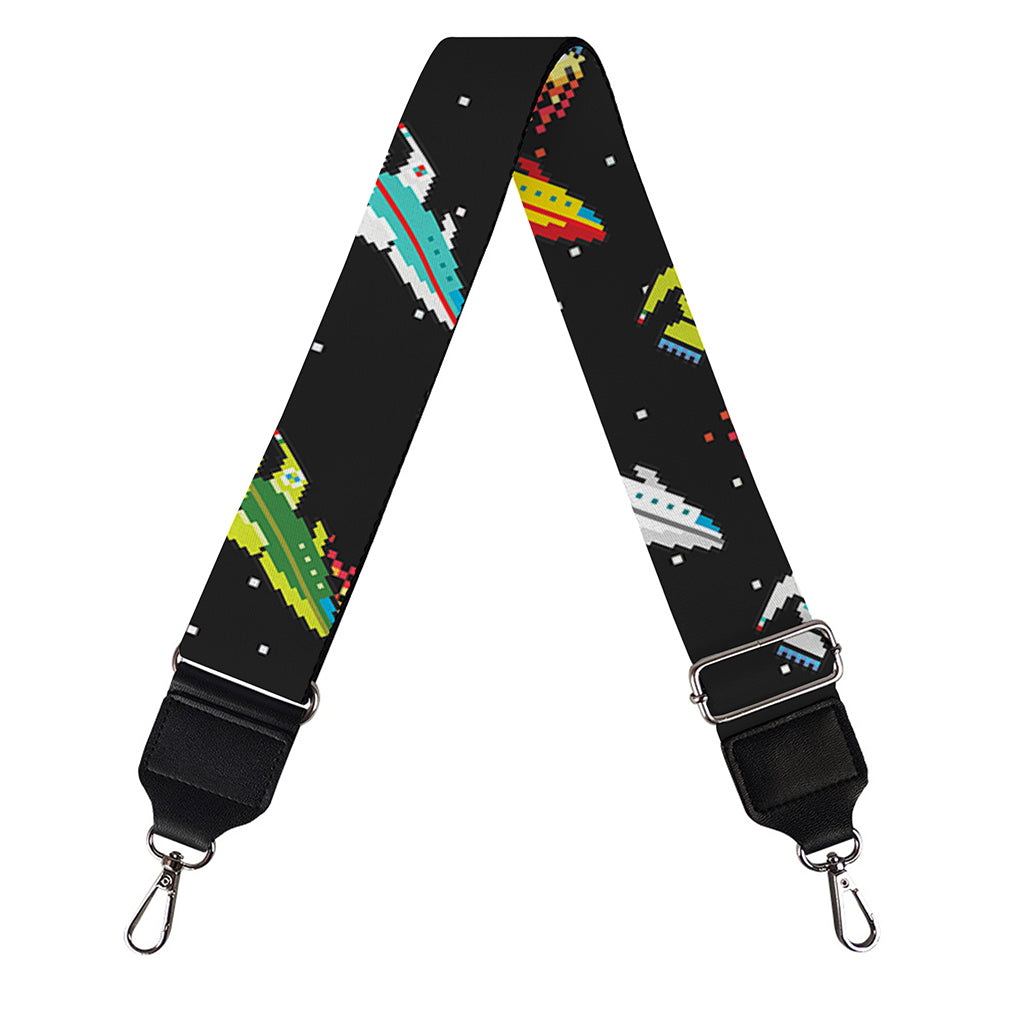 Pixel Spaceships Pattern Print Bag Strap