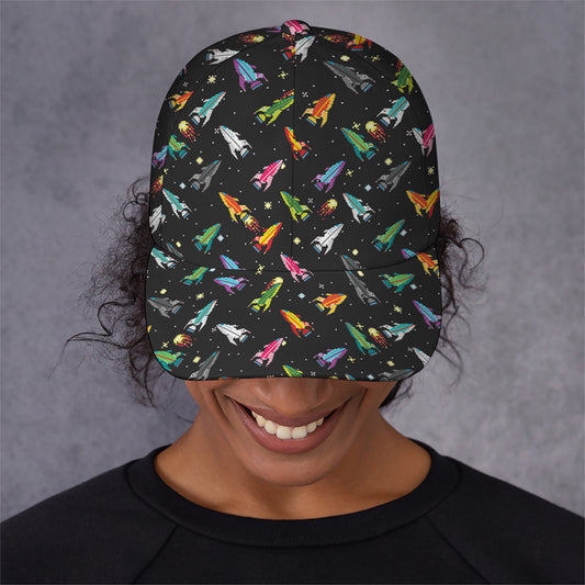 Pixel Spaceships Pattern Print Baseball Cap