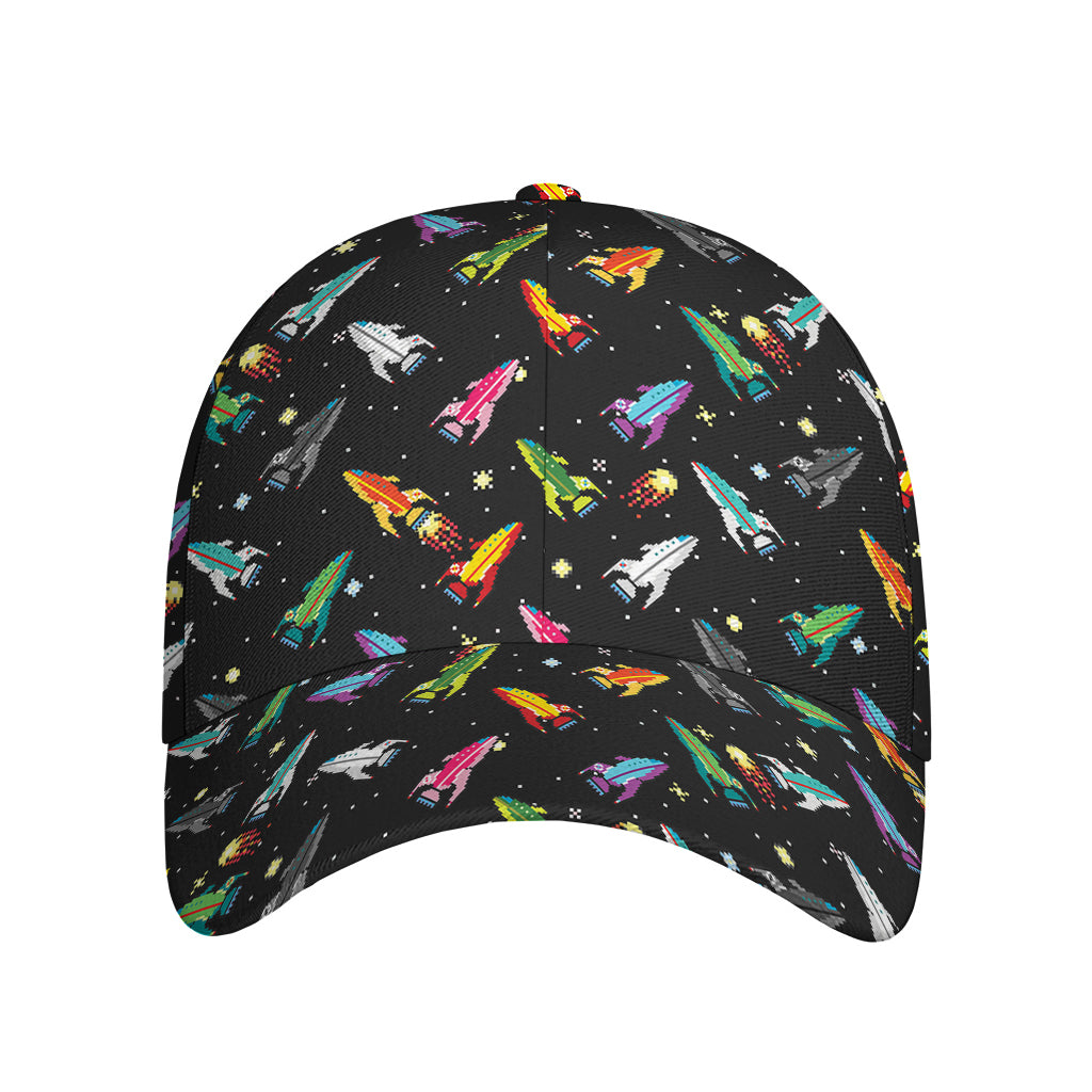 Pixel Spaceships Pattern Print Baseball Cap