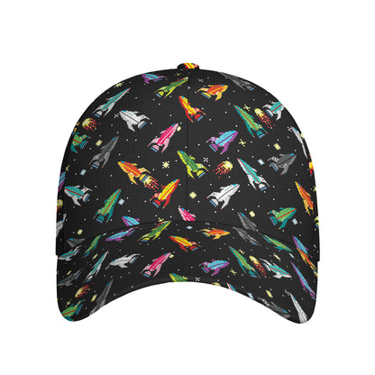 Pixel Spaceships Pattern Print Baseball Cap