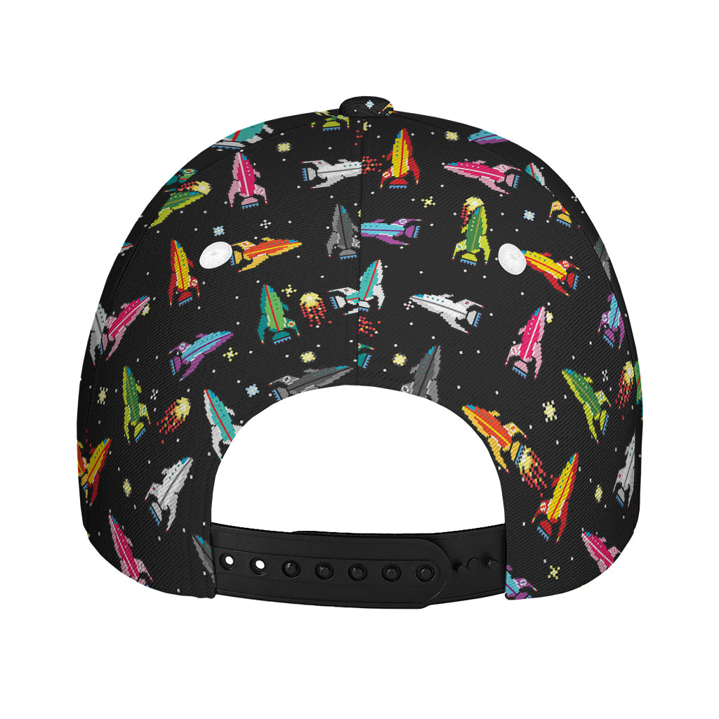 Pixel Spaceships Pattern Print Baseball Cap