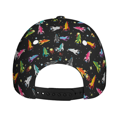 Pixel Spaceships Pattern Print Baseball Cap