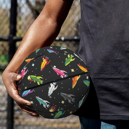 Pixel Spaceships Pattern Print Basketball