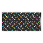 Pixel Spaceships Pattern Print Beach Towel