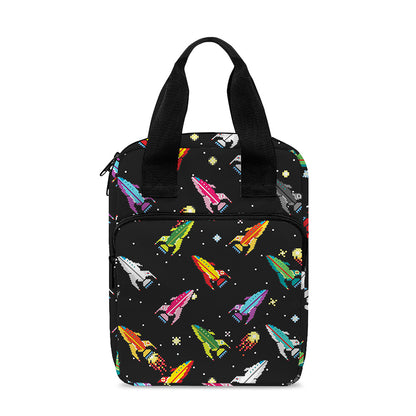 Pixel Spaceships Pattern Print Bible Tote Bag