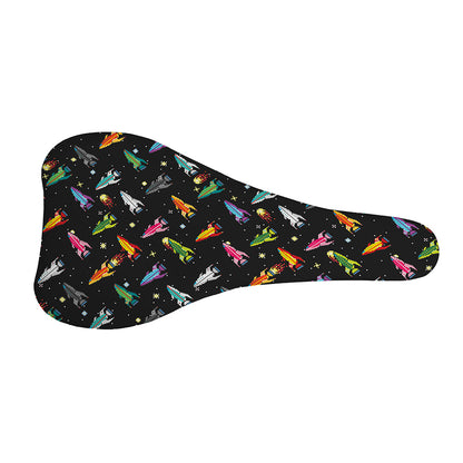 Pixel Spaceships Pattern Print Bicycle Seat Cover