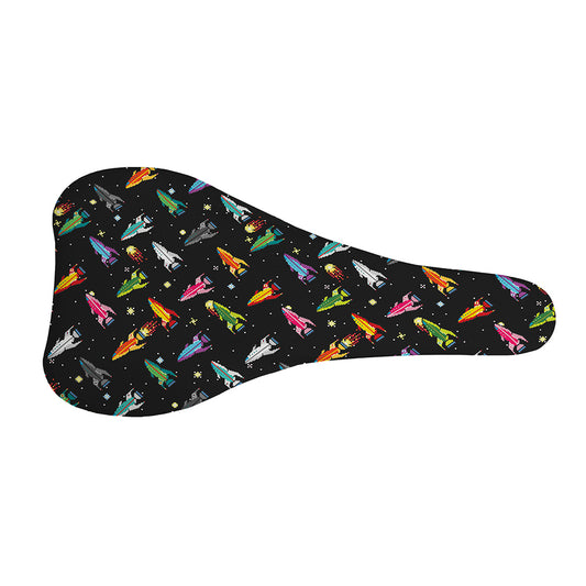 Pixel Spaceships Pattern Print Bicycle Seat Cover
