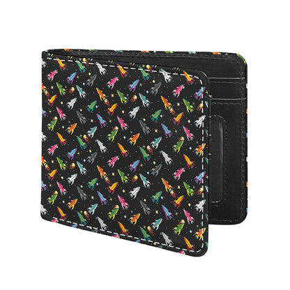 Pixel Spaceships Pattern Print Bifold Wallet