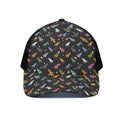 Pixel Spaceships Pattern Print Black Mesh Trucker Hat