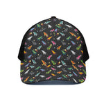 Pixel Spaceships Pattern Print Black Mesh Trucker Cap