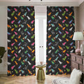 Pixel Spaceships Pattern Print Dimout Pencil Pleat Curtains