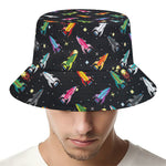 Pixel Spaceships Pattern Print Bucket Hat