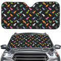 Pixel Spaceships Pattern Print Car Windshield Sun Shade