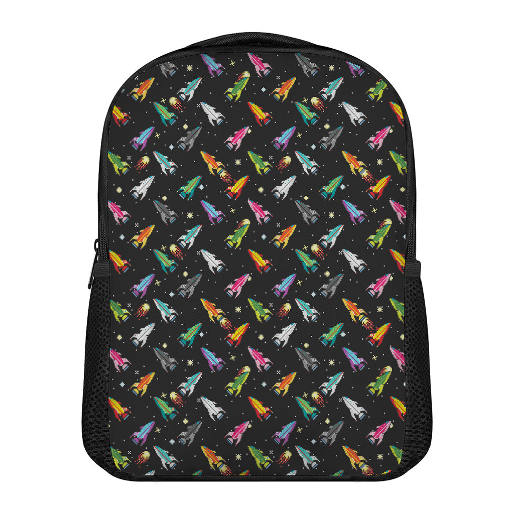 Pixel Spaceships Pattern Print Casual Backpack