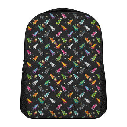 Pixel Spaceships Pattern Print Casual Backpack