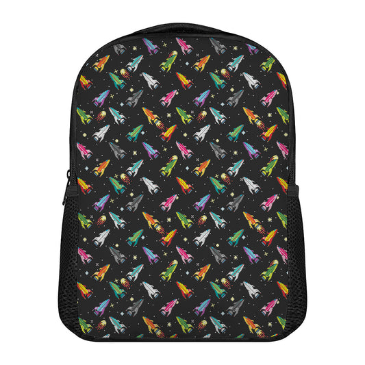 Pixel Spaceships Pattern Print Casual Backpack