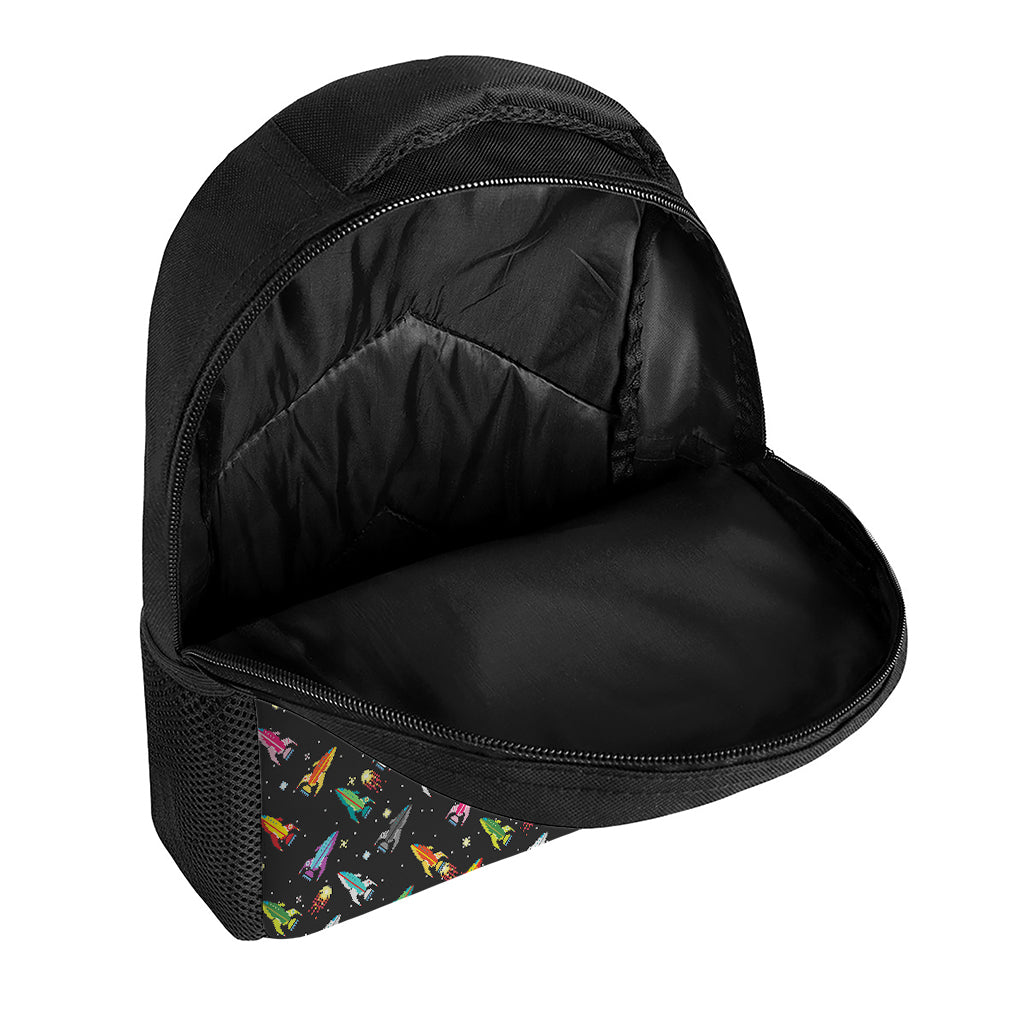 Pixel Spaceships Pattern Print Casual Backpack