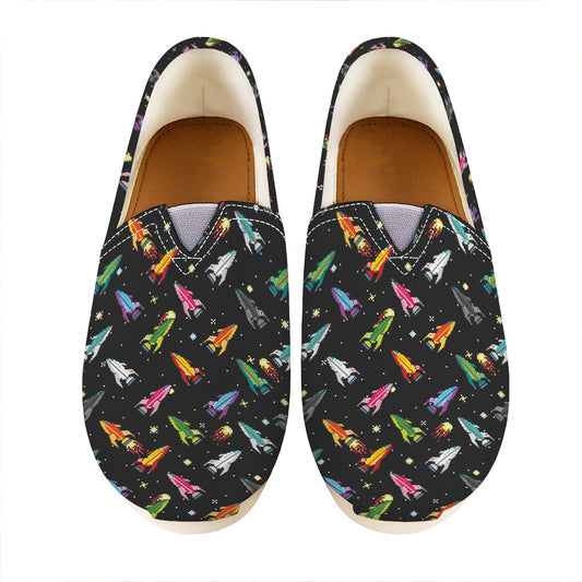 Pixel Spaceships Pattern Print Casual Shoes