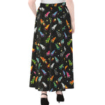 Pixel Spaceships Pattern Print Chiffon Maxi Skirt