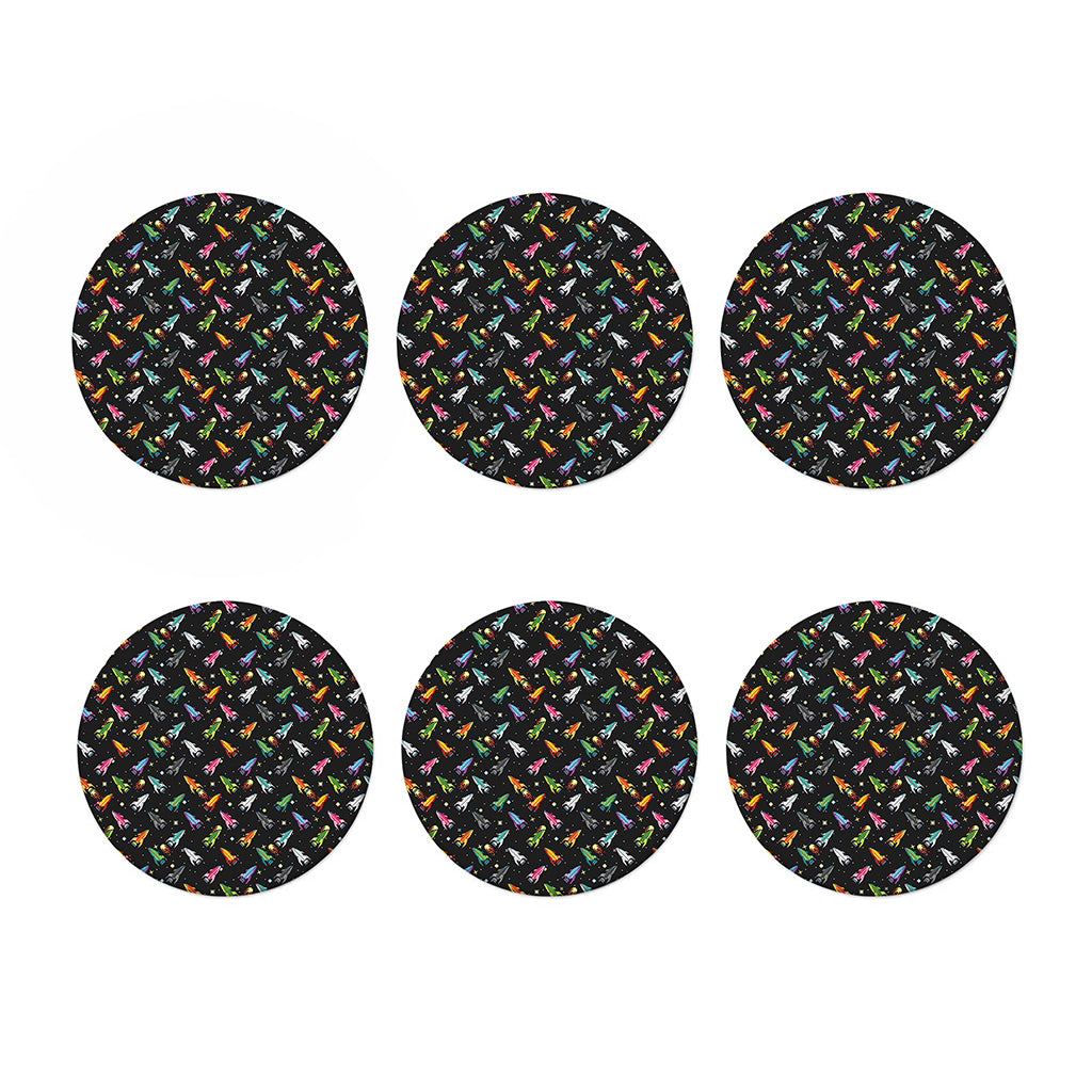 Pixel Spaceships Pattern Print Coaster Set