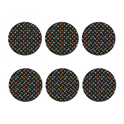 Pixel Spaceships Pattern Print Coaster Set