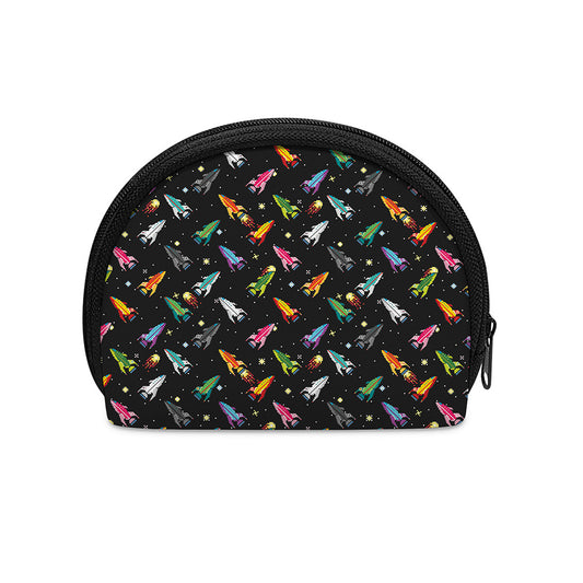 Pixel Spaceships Pattern Print Coin Purse
