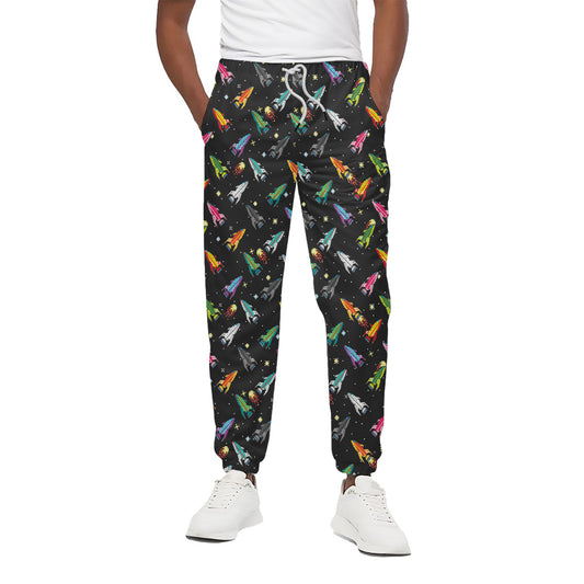 Pixel Spaceships Pattern Print Cotton Pants