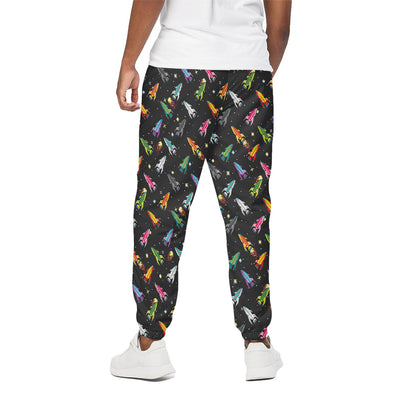 Pixel Spaceships Pattern Print Cotton Pants