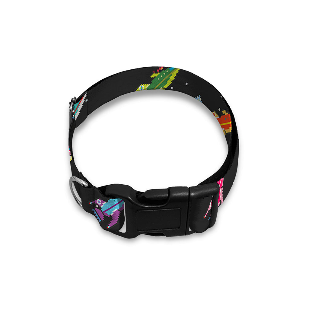 Pixel Spaceships Pattern Print Dog Collar