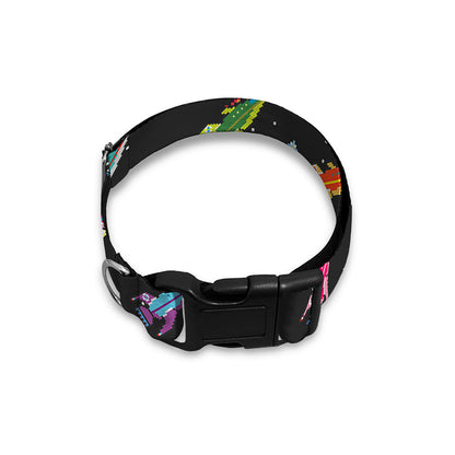 Pixel Spaceships Pattern Print Dog Collar