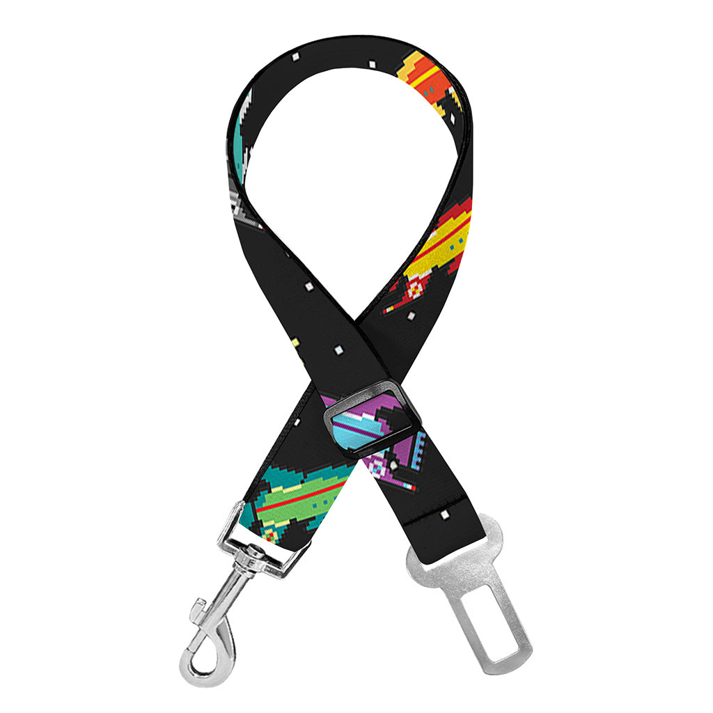 Pixel Spaceships Pattern Print Dog Seat Belt
