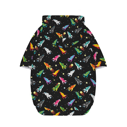 Pixel Spaceships Pattern Print Dog Zip Up Hoodie