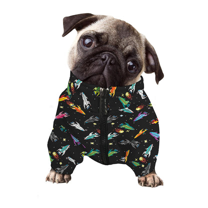 Pixel Spaceships Pattern Print Dog Zip Up Jacket