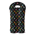 Pixel Spaceships Pattern Print Double Neoprene Wine Tote