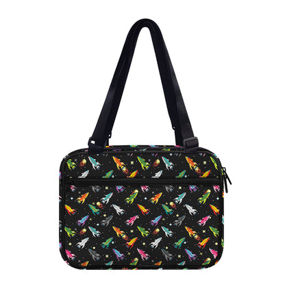 Pixel Spaceships Pattern Print Double Strap Bible Bag