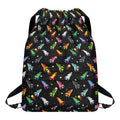 Pixel Spaceships Pattern Print Drawstring Backpack