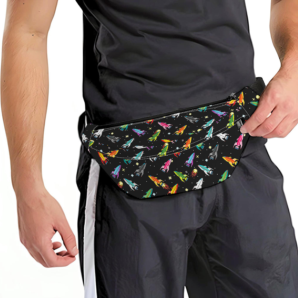 Pixel Spaceships Pattern Print Fanny Pack