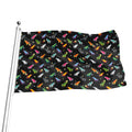 Pixel Spaceships Pattern Print Flag