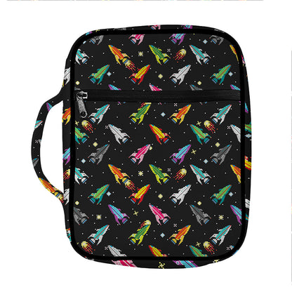 Pixel Spaceships Pattern Print Front Pocket Bible Bag