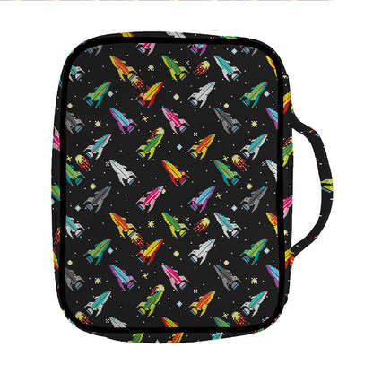 Pixel Spaceships Pattern Print Front Pocket Bible Bag
