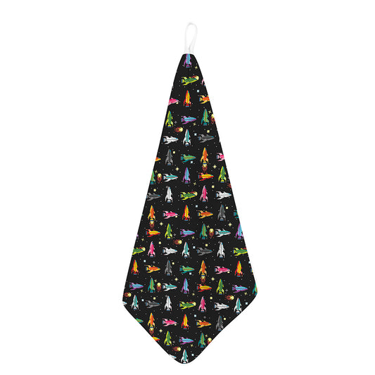 Pixel Spaceships Pattern Print Hand Towel