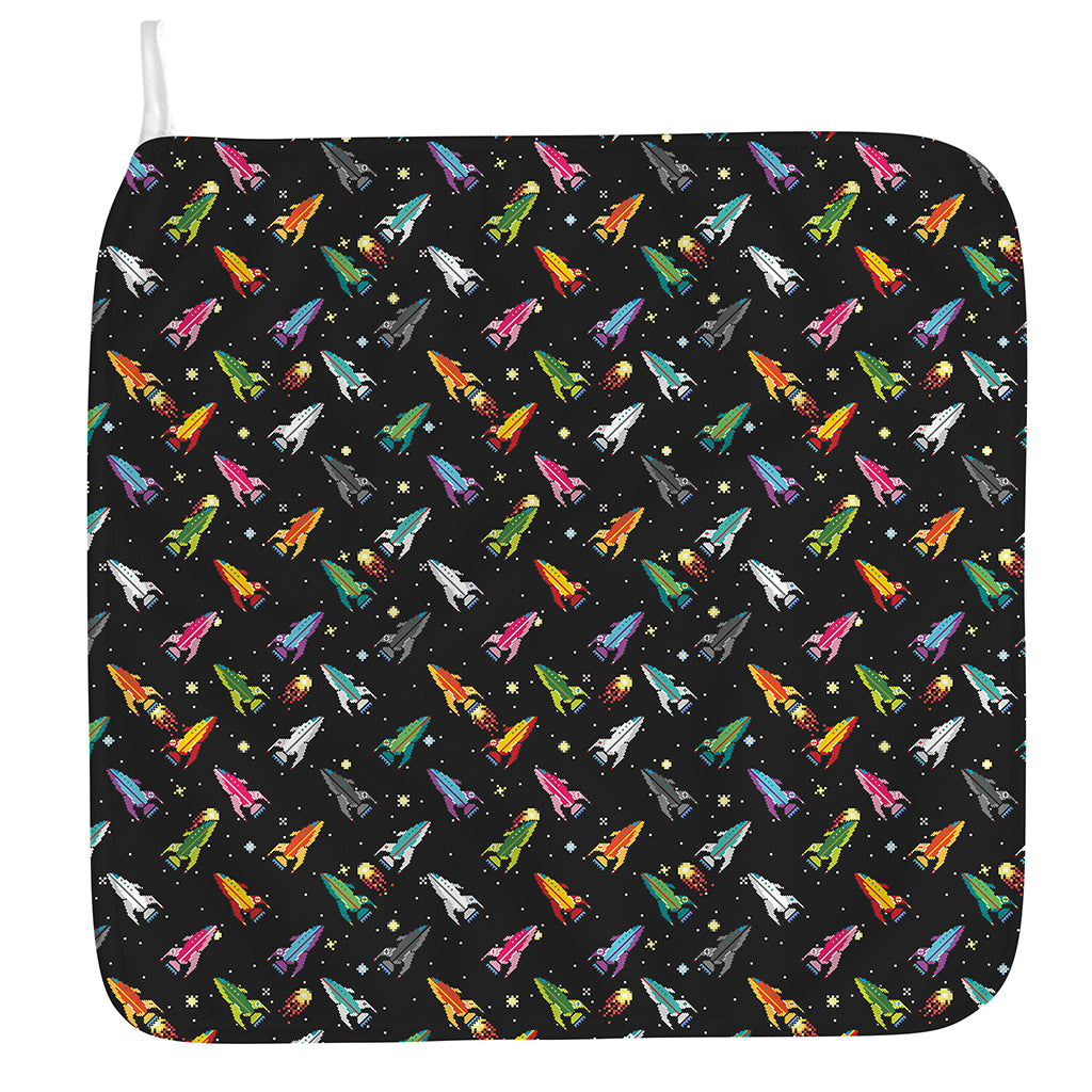 Pixel Spaceships Pattern Print Hand Towel