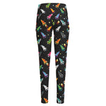 Pixel Spaceships Pattern Print High-Waisted Pocket Leggings
