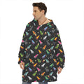 Pixel Spaceships Pattern Print Hoodie Blanket