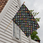 Pixel Spaceships Pattern Print House Flag