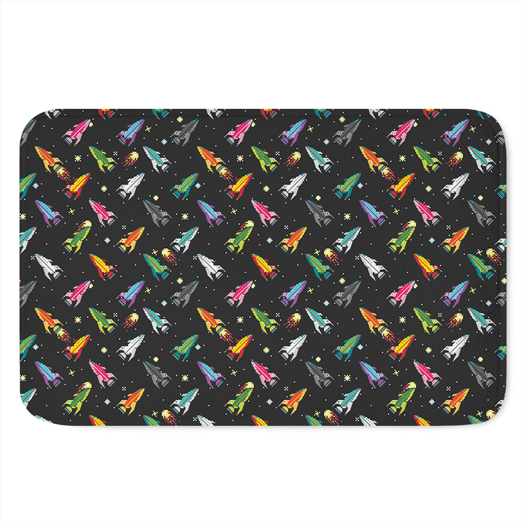 Pixel Spaceships Pattern Print Indoor Door Mat