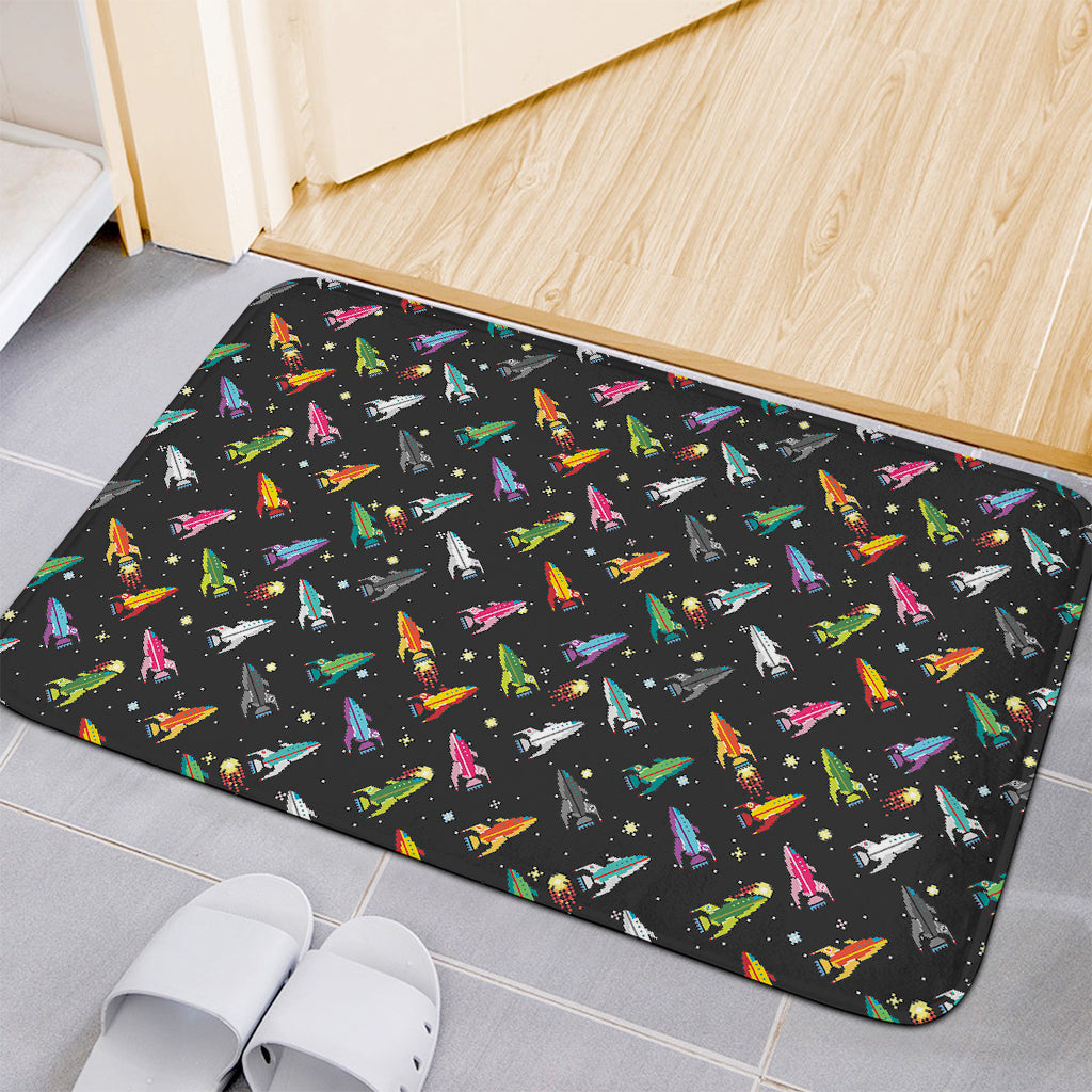 Pixel Spaceships Pattern Print Indoor Door Mat